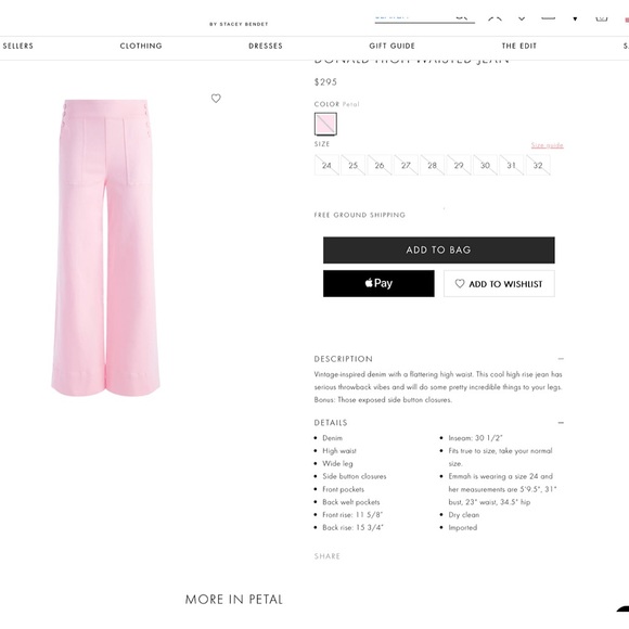 Alice + Olivia Donald High Waisted Light Pink Jean - Picture 3 of 16